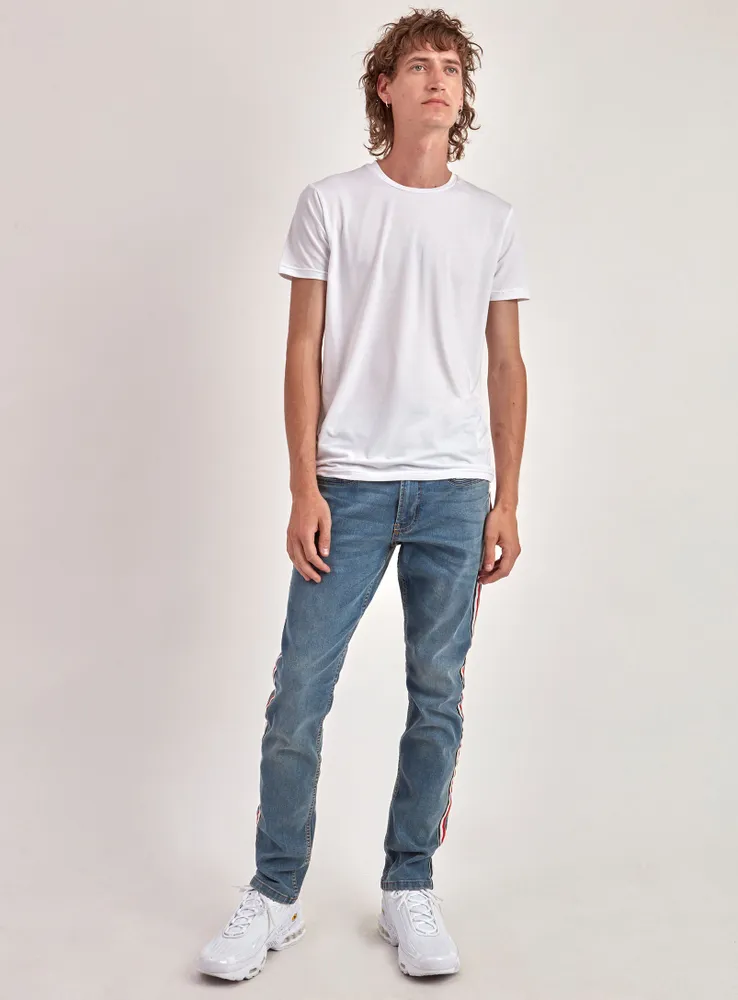 Tape slim cheap jeans