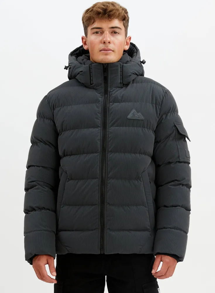 Uo charcoal fluffy corduroy puffer jacket new arrivals