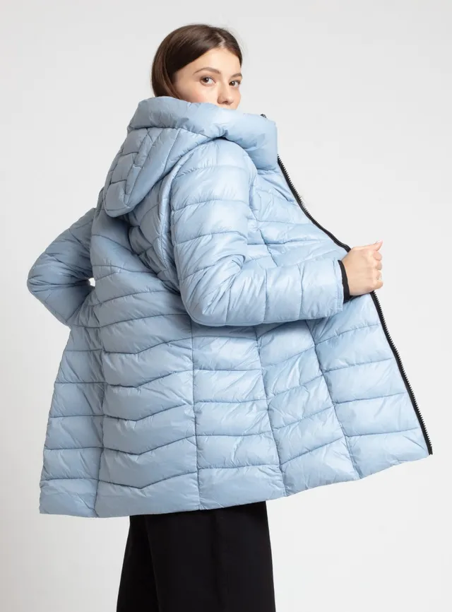 Fermina ii long length quilted puffer parka jacket majolica blue top