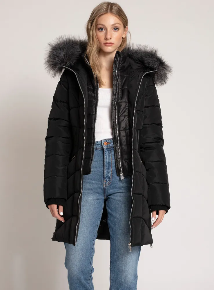 Point Zero IMOGEN Long quilted hooded puffer jacket Bramalea