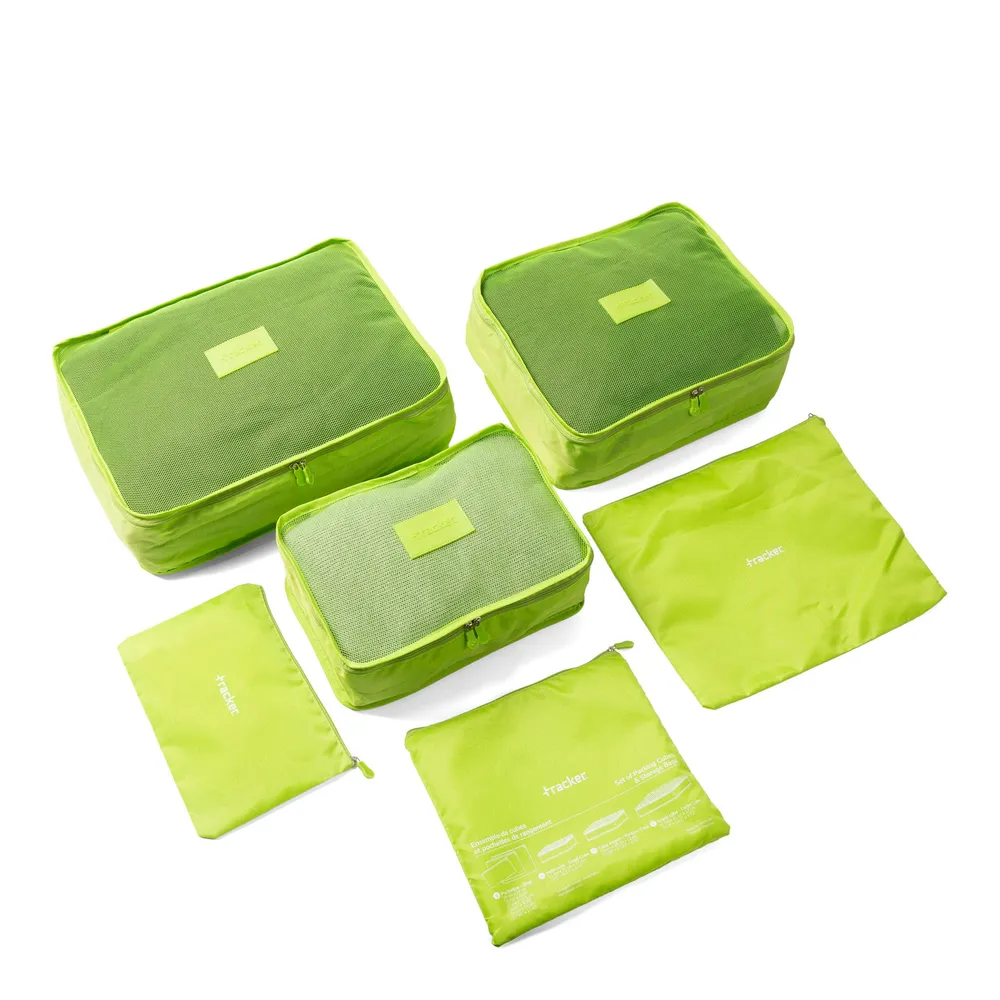 Tracker Green 3 Packing Cubes and 3 Storage Bags Coquitlam Centre