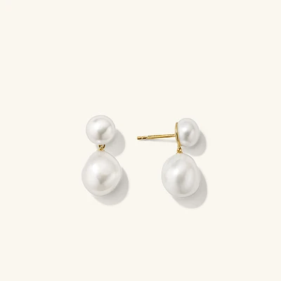 Mejuri Puffy Charlotte Pearl Drop Earring Silver | Bethesda Row