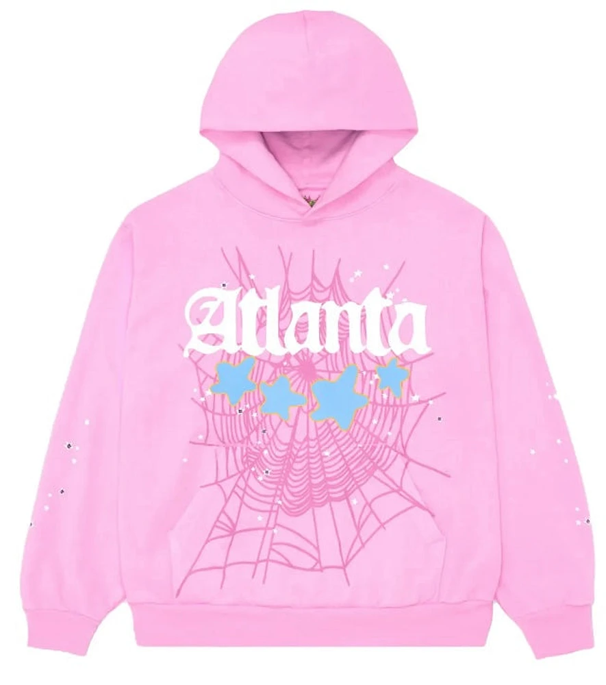 Shop Sp5der Atlanta Hoodie Pink at Beverly Center in Los