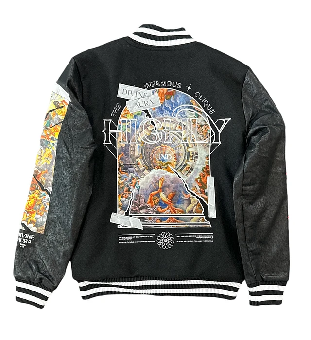 Highly Undrtd 'Divine Aura' Varsity Jacket (Black) UF4913