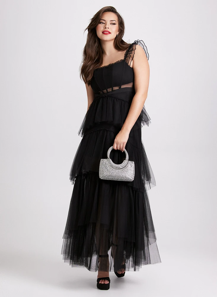 ワンピース NACHE : 25SS / BUSTIER LAYERED DRESS (3COLORS) Brigitte Hot Pink Strapless Corset Wrap Maxi Dress – Club L
