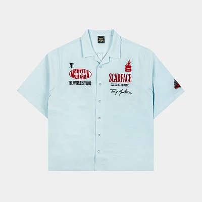SCARFACE X SP SP x Scarface MGMT CO Mens Short Sleeve Shirt (Blue