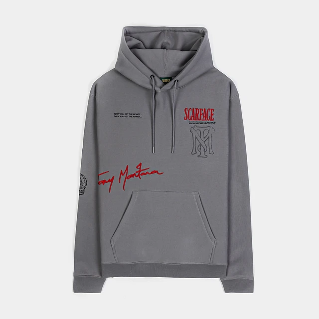 SCARFACE X SP SP x Scarface 1983 Pullover Mens Hoodie (Grey/Red
