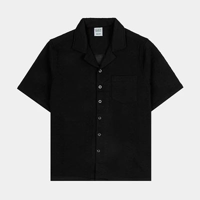 MAISON ARTICLE Trellis Jacquard Knit Button Up Mens Short Sleeve