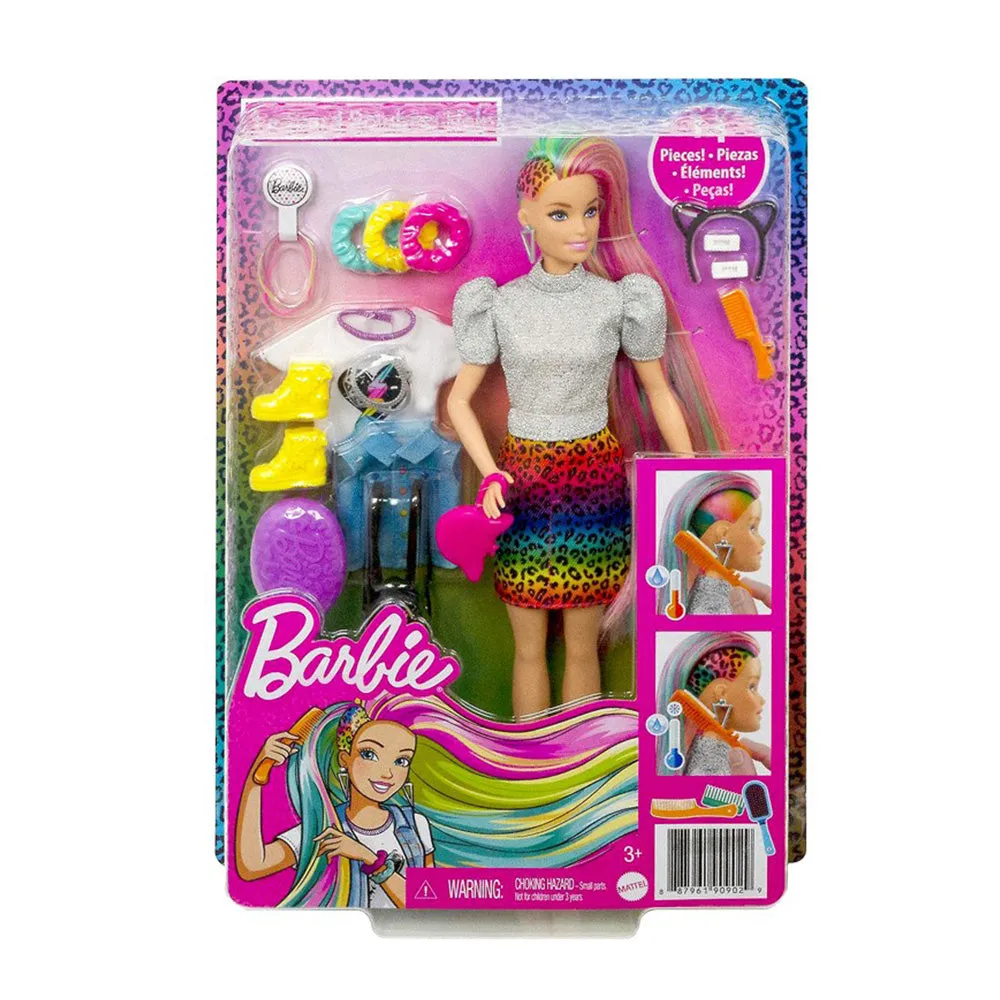 Barbie Peinados Arcoiris Estilo Leopardo GRN81