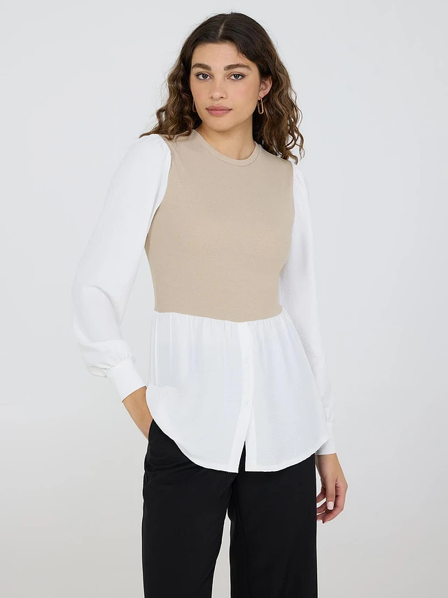 ifmeh × erinco　Reorder-Powdery tops Inoah Olive & Black Textured Top - New Moon Boutique