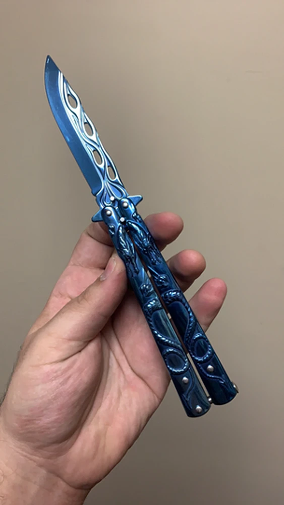 Highlander Knives and Swords Blue Dragon Butterfly Knife SKU
