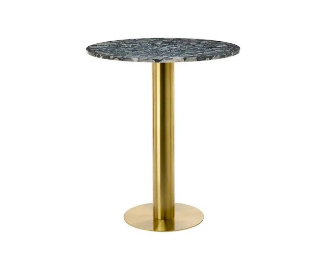 Tom Dixon Tube Dining Table Brass Pebble Marble Top 900mm | King's