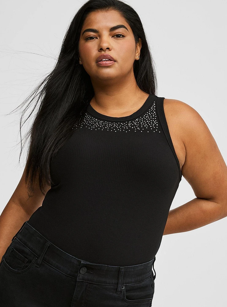 So Essential Ribbed High Neck Top - Pure White | Boston Proper
