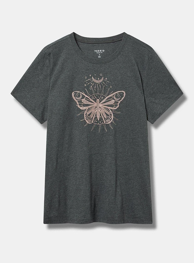 売れ筋商品|||ラッキーブランド カットソー トップス レディース Women's Celestial Floral Butterfly Cotton Classic Crewneck T-Shirt Polignac Home | Plaza Las Américas | San Juan, Puerto Rico