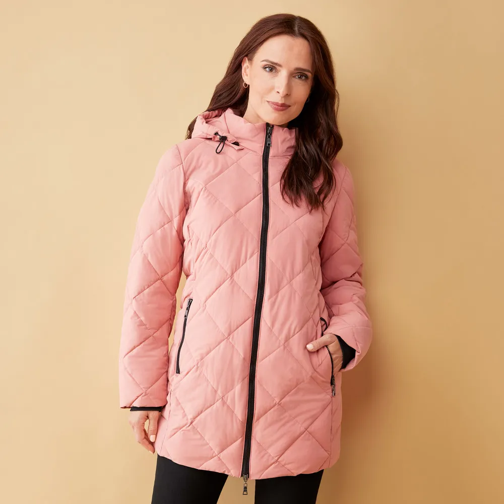 Detachable hood diamond quilted barn jacket sale