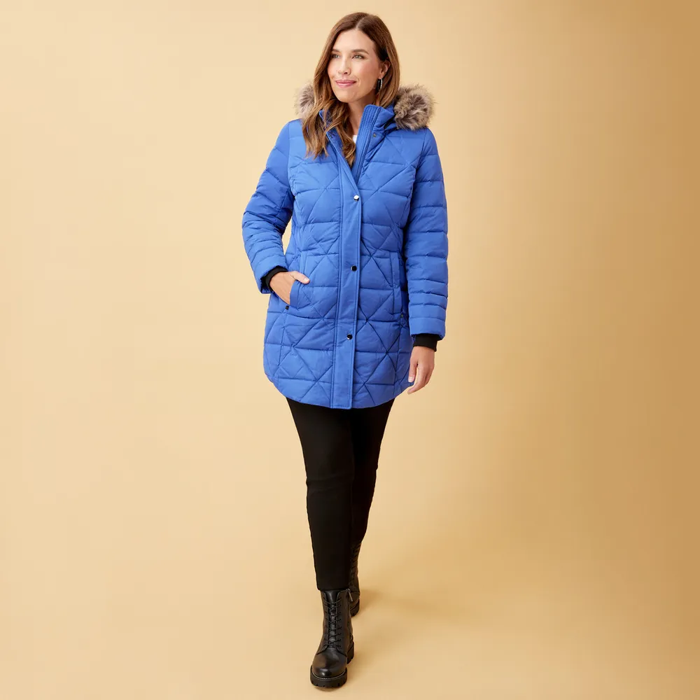 Diamond quilted oversized hooded parka sale