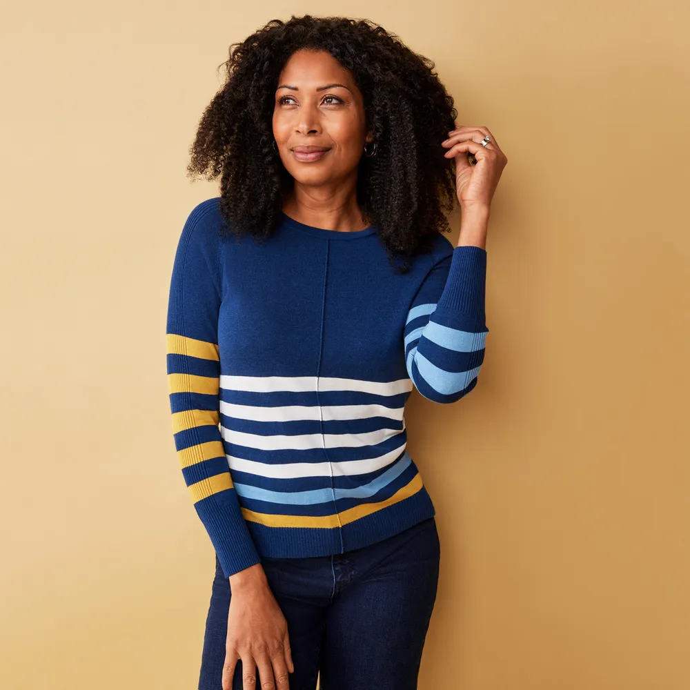 Crew neck striped sweater 2025