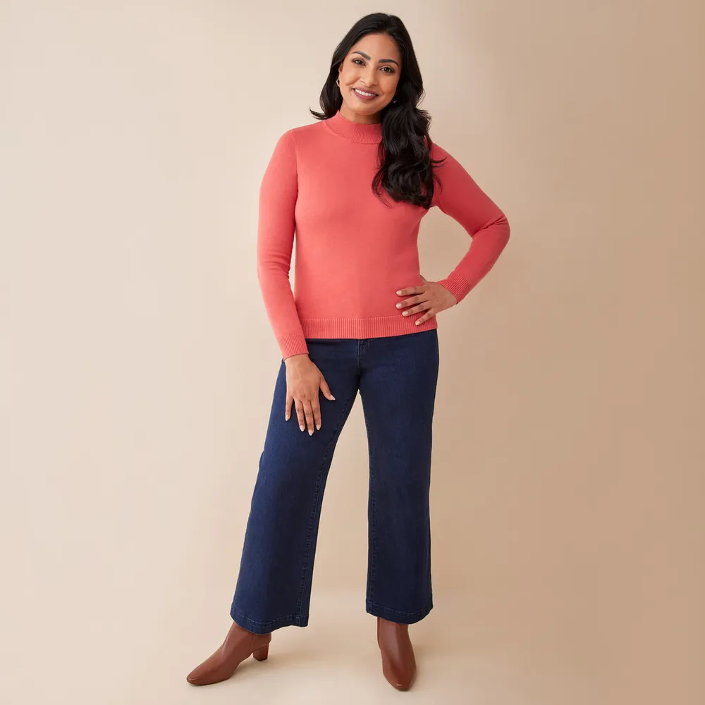 Petite mock clearance neck sweater
