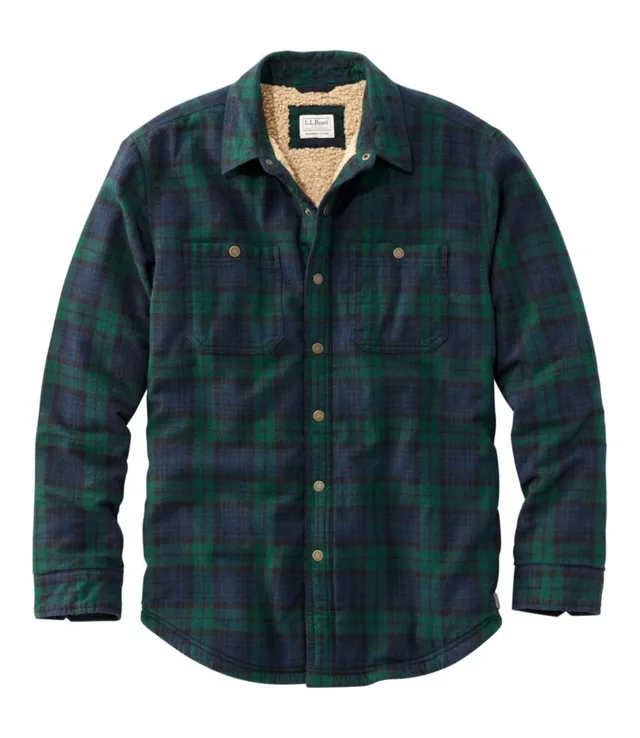 L.L. Bean Men's Scotch Plaid Flannel Hooded Shirt, Slightly