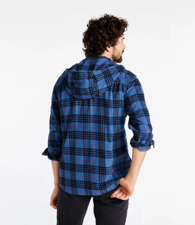 L.L. Bean Men's Scotch Plaid Flannel Hooded Shirt, Slightly
