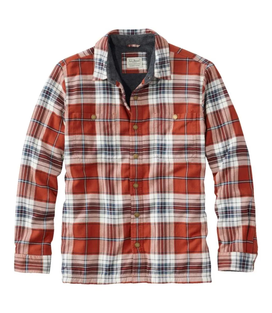 L.L. Bean Men's FleeceLined Flannel Shirt, Snap Front, Slightly Fitted