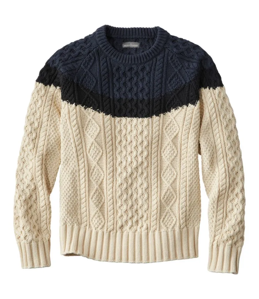 Cotton fisherman hot sale knit sweater