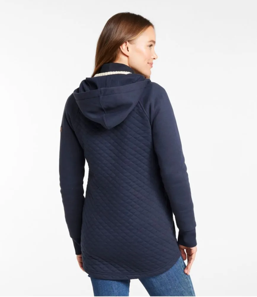 Women s Quilted Sweatshirt Full Zip Hooded Long Jacket