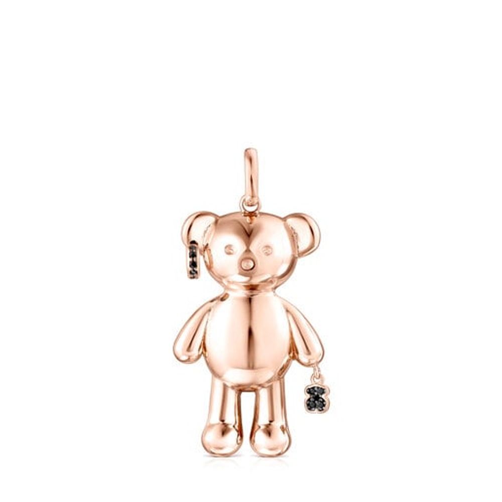 TOUS Rose Silver Vermeil Teddy Bear punk Pendant with Spinels