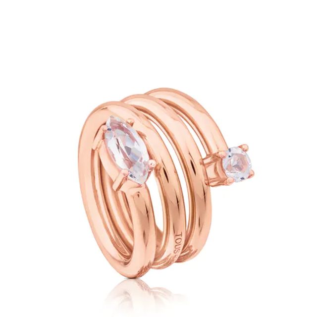 TOUS Anillo con ba o de oro rosa 18 kt sobre plata topacio Eklat
