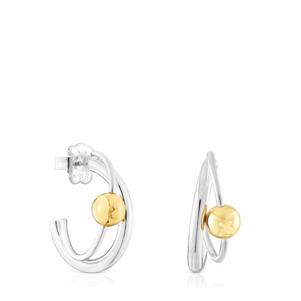 TOUS Silver and silver vermeil Plump Double hoop earrings
