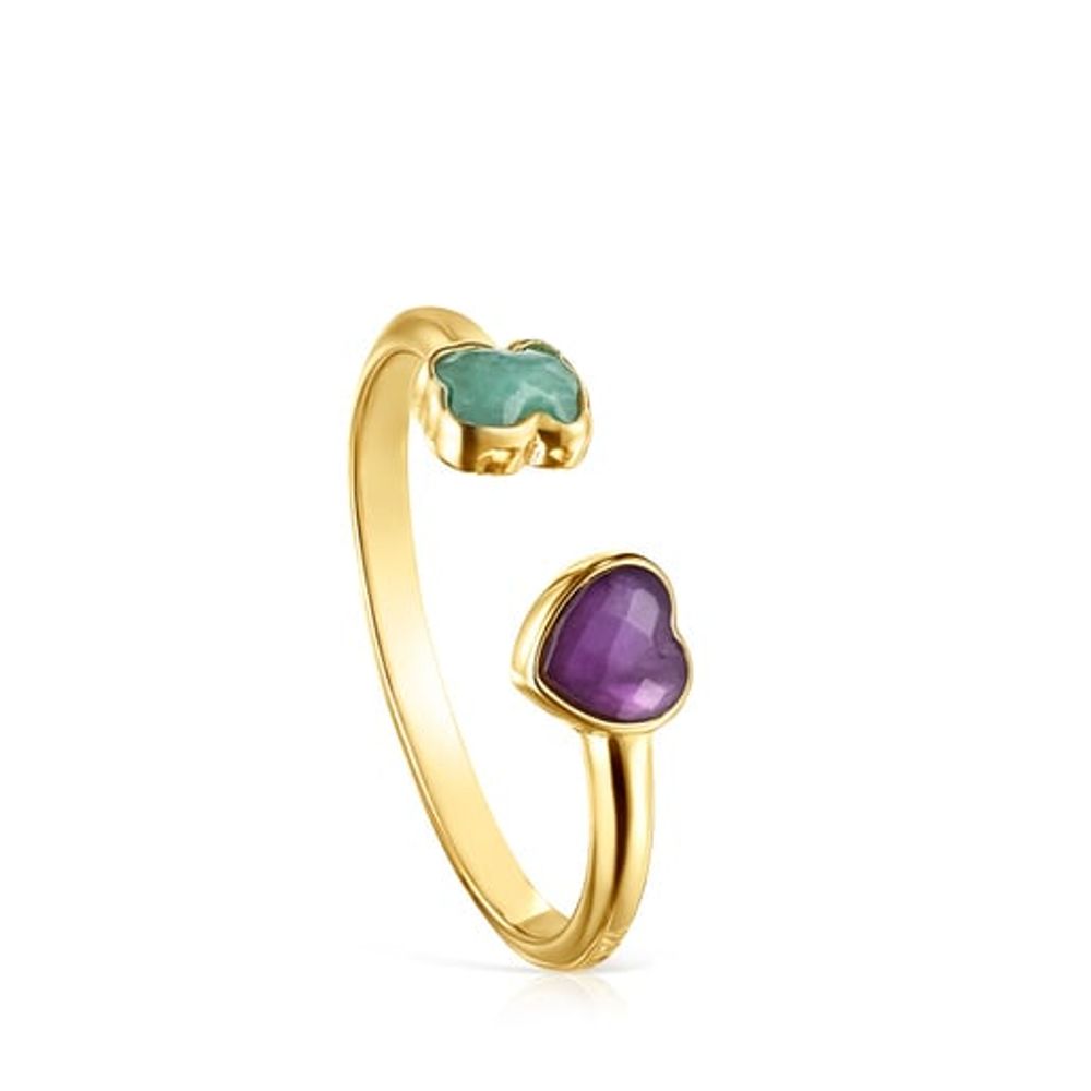 TOUS Glory Ring Silver Vermeil with Amazonite and Amethyst