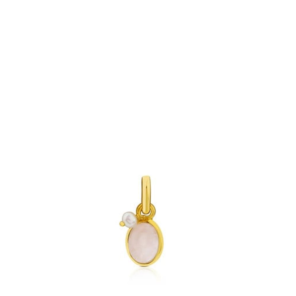 TOUS Vermeil Silver Tiny Pendant with Rose Quartz and Pearl