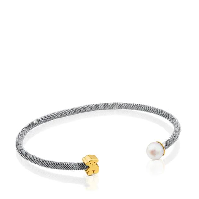 TOUS Steel and White gold TOUS Icon Mesh Bracelet with Diamonds