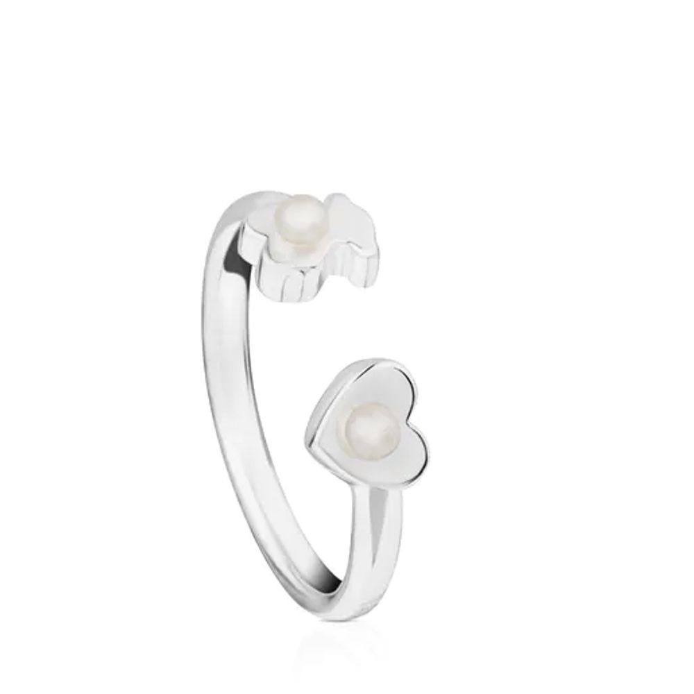 TOUS Silver TOUS Super Power Ring with Pearls Bear and Heart