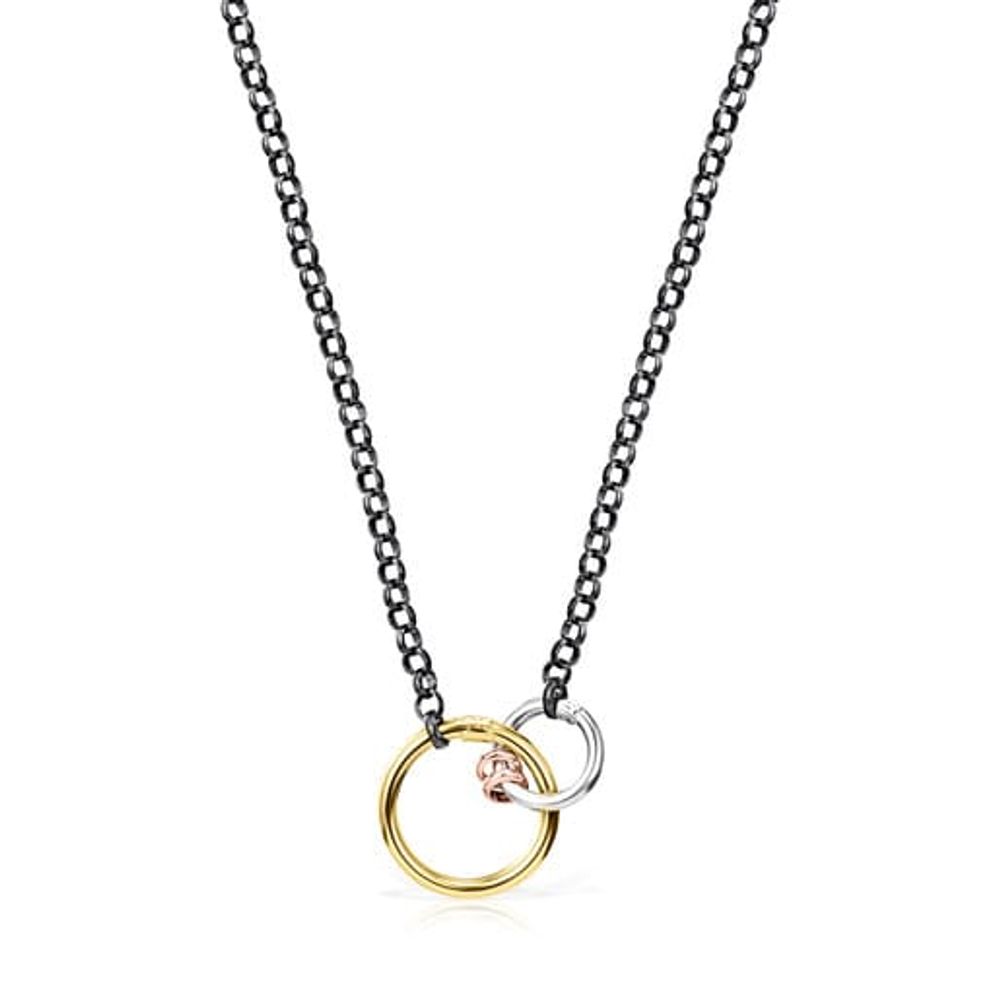 TOUS Hold necklace in Dark Silver with Silver Vermeil Rose Silver