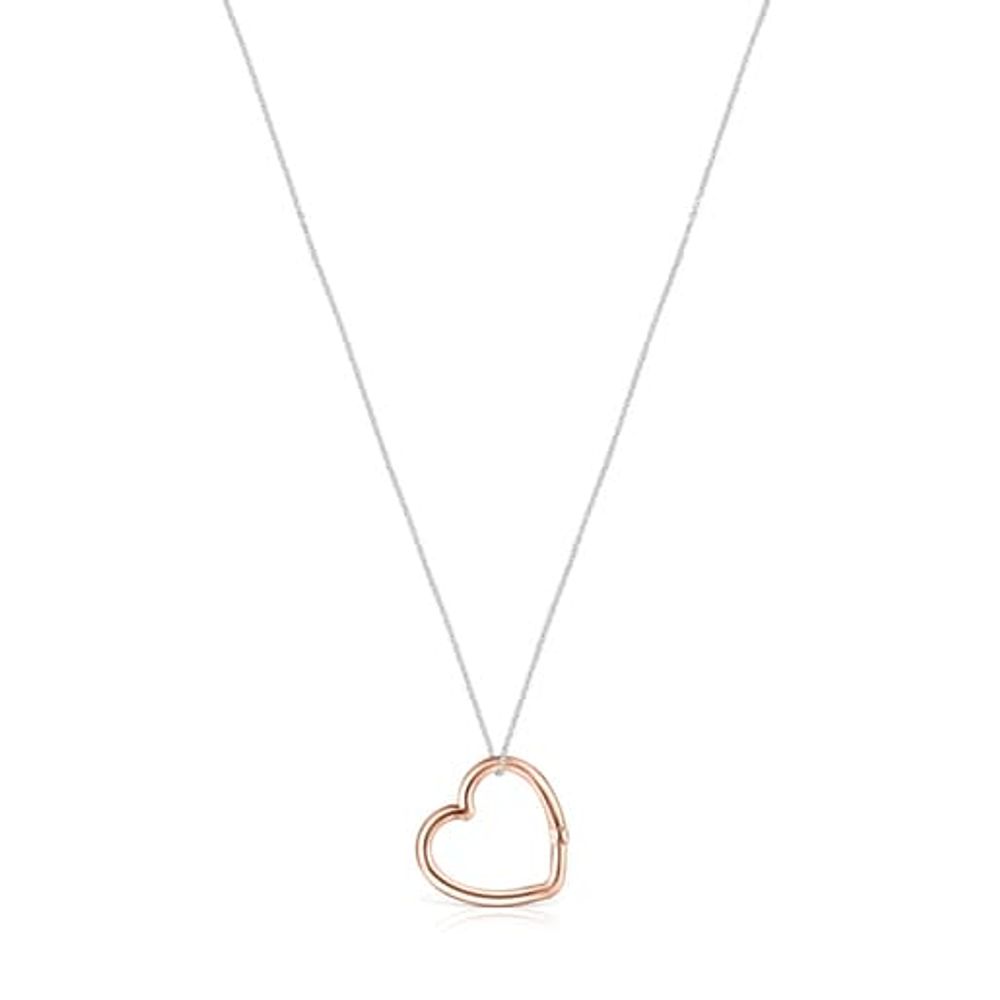 TOUS Hold heart Necklace in Silver and Rose Vermeil Plaza Las