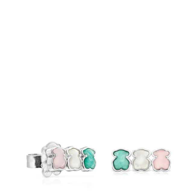 TOUS Mini Onix Earrings in Silver with Onyx 0 4cm. Westland Mall