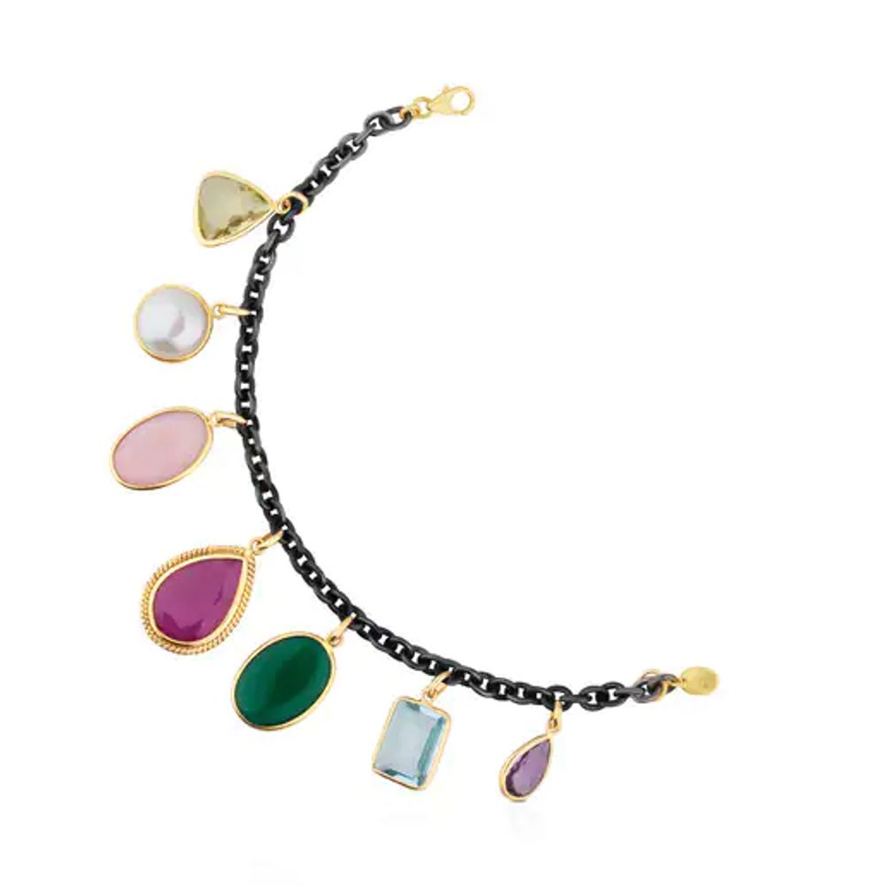 TOUS Gold and Silver Gem Power Bracelet with Gemstones Plaza Las