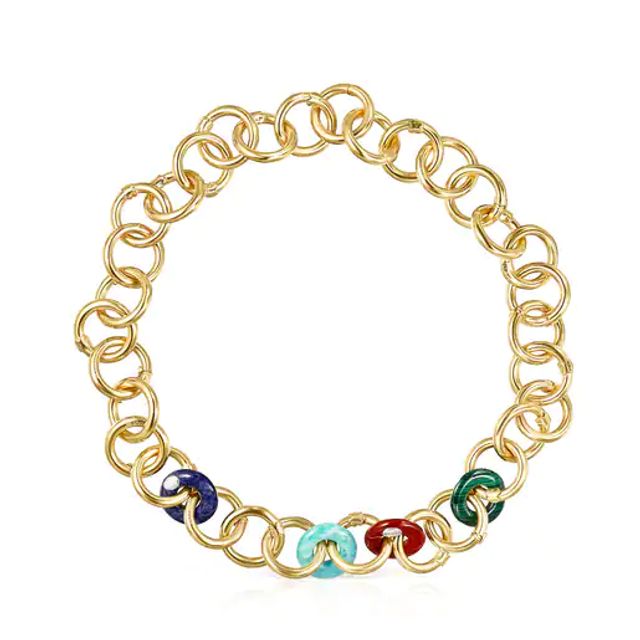 TOUS Hold Gems Silver Vermeil Necklace with Gemstones Westland Mall