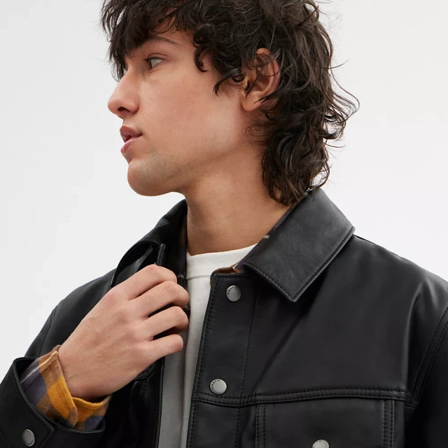EURO KENYV Eco Leather Coach Jacket
