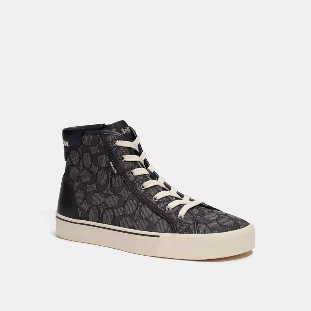 Coach Skate High Top Sneaker Signature Jacquard Square One