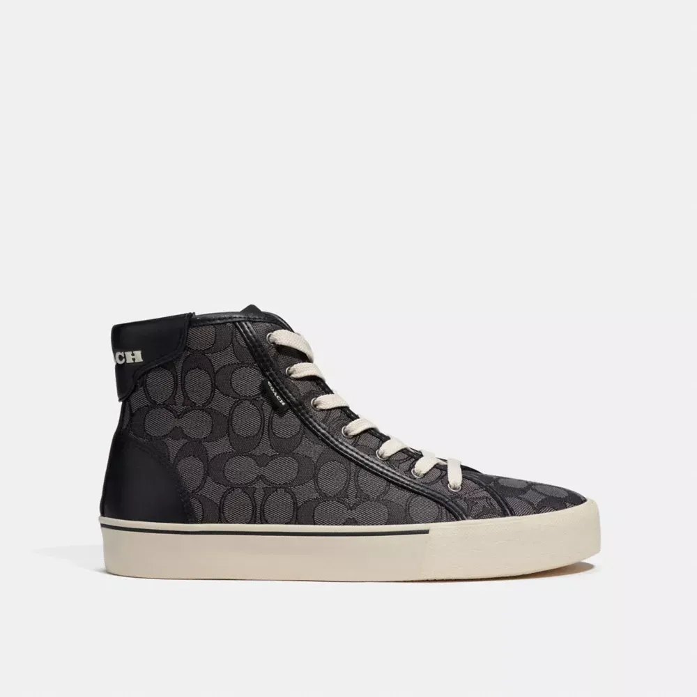 Coach Skate High Top Sneaker Signature Jacquard Square One