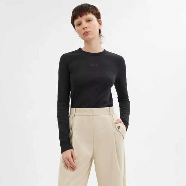 COACH® Ribbed Long Sleeve Shirt With Coach Embroidery