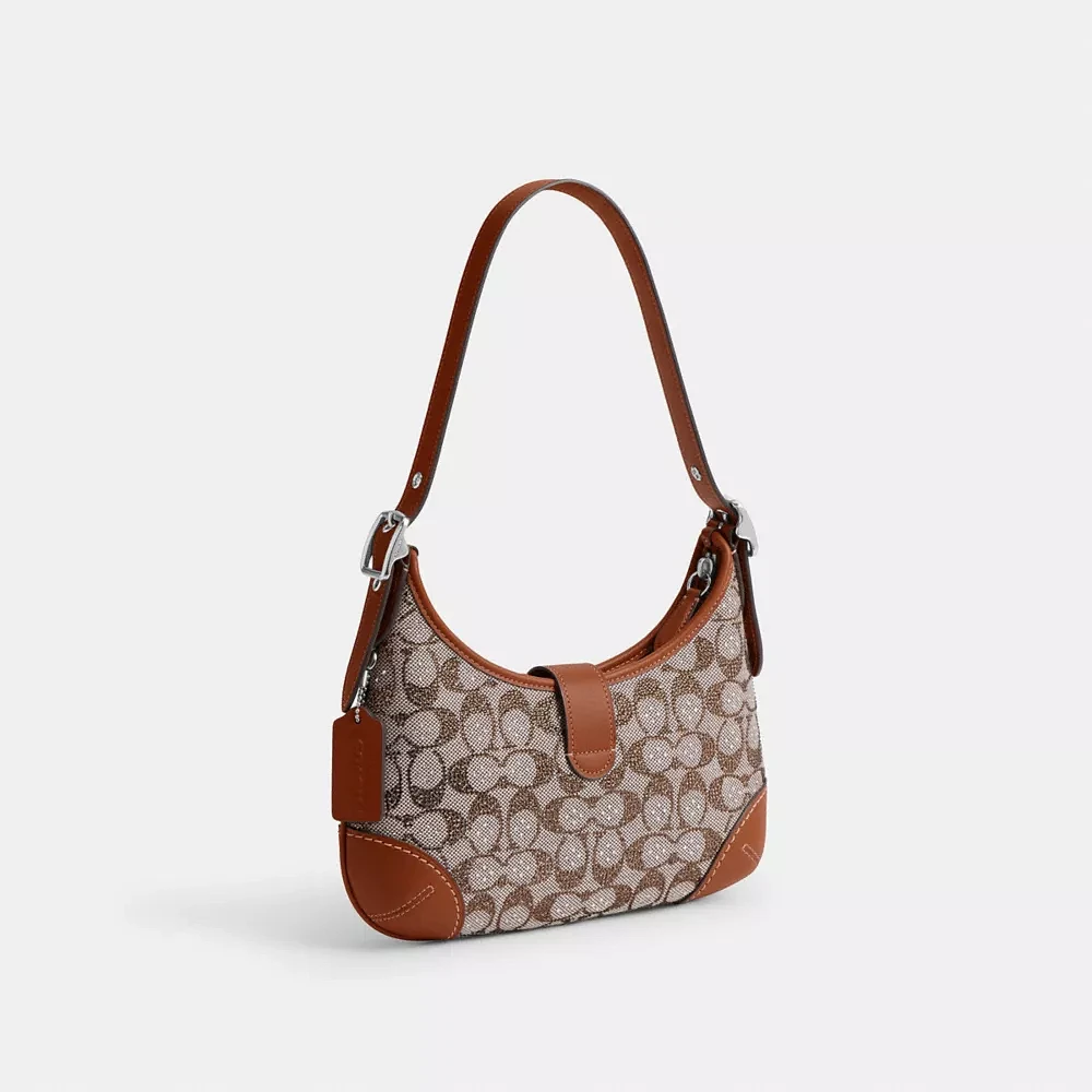 Coach Hamptons Hobo Bag In Crystal Signature Jacquard