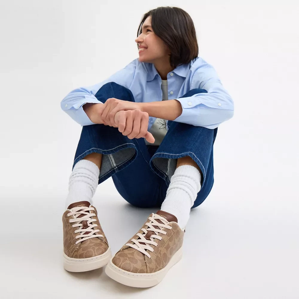 【Coach】High Line Sneaker In Signature Canvas With Snoopy COACH® Outlet | Coach X Peanuts High Line Sneaker In