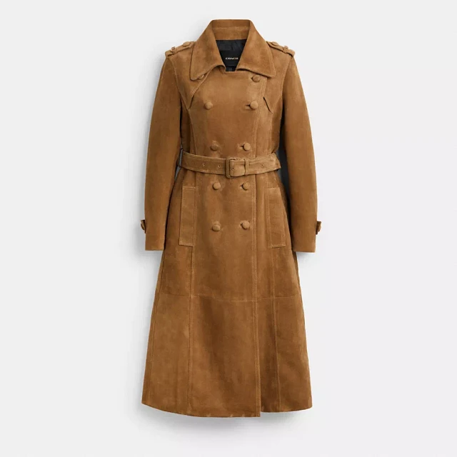 COACH® Heritage C Plaque Suede Trench Coat | Arden Fair