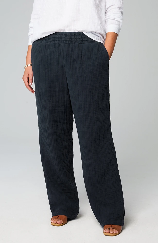 Just Me! Smocked Waist Pants Black Size Medium
