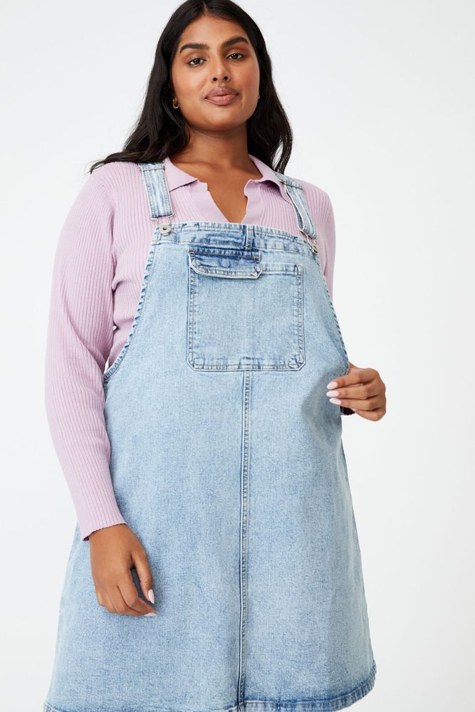 Denim pinafore plus size top