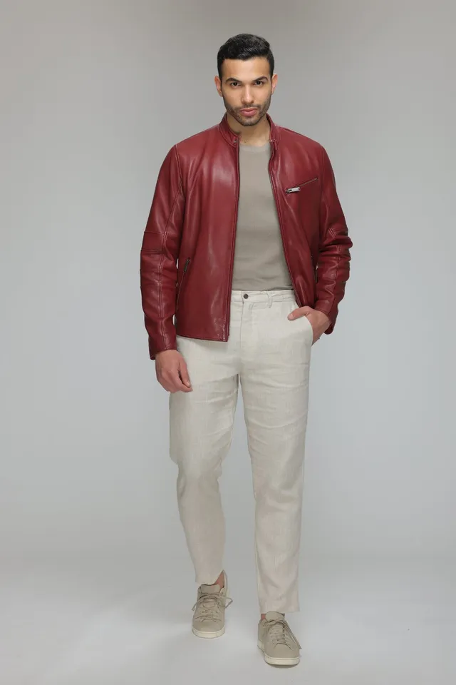 Danier red leather jacket outlet