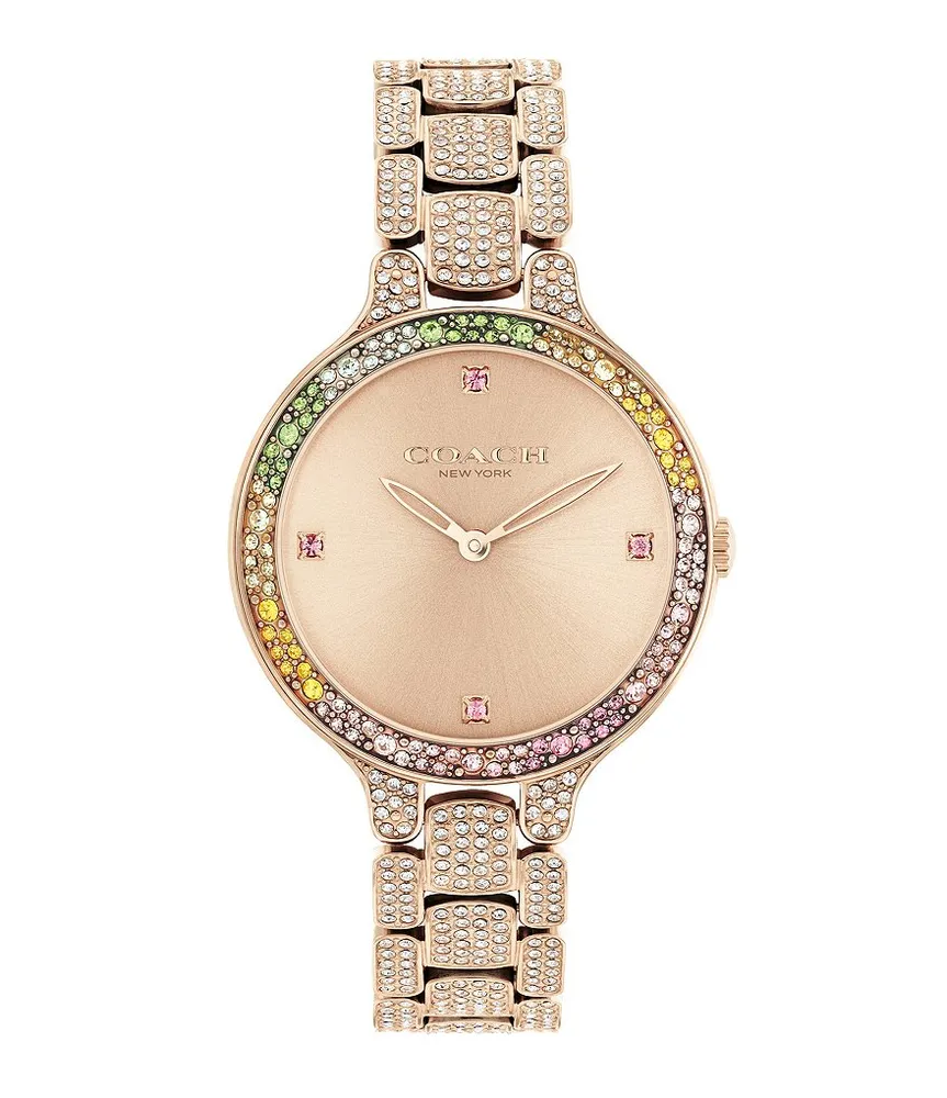 COACH Women's Chelsea 32mm Round CG Case Crystal Set Bezel CG